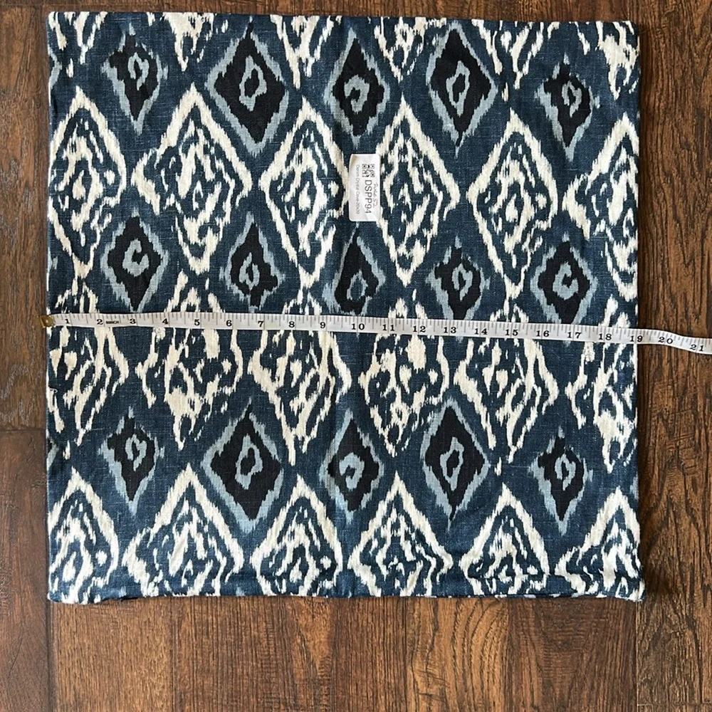 Navy and White Ikat Pattern Pillow Cover